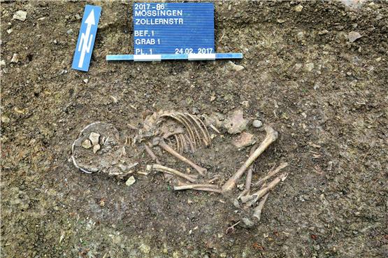 Als das Grab dieses Jungen in einem alemannischen Gräberfeld entdeckt wurde, war man sich über die Datierung unsicher, denn die Hockstellung ist für die Zeit ungewöhnlich.Bild: Landesamt für Denkmalpflege RP Stuttgart