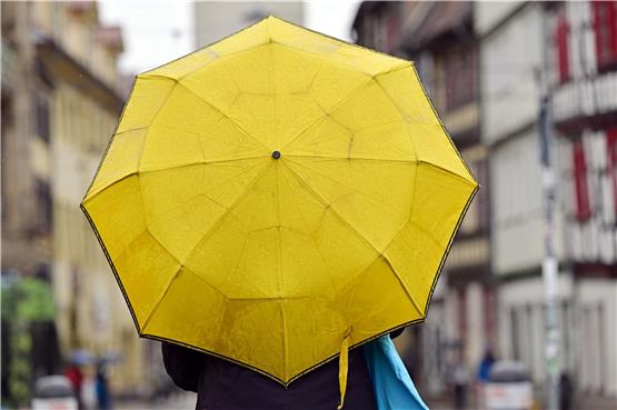 Eine Frau hält einen Regenschirm. Foto: Martin Schutt/dpa/Archivbild
