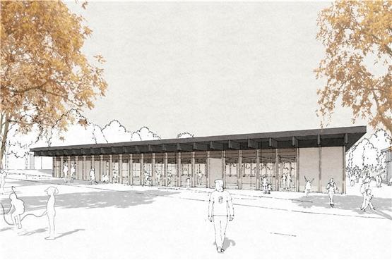 So sieht der Siegerentwurf für die neue Sporthalle in Mössingen aus. Bild: Mvm+Starke Architekten