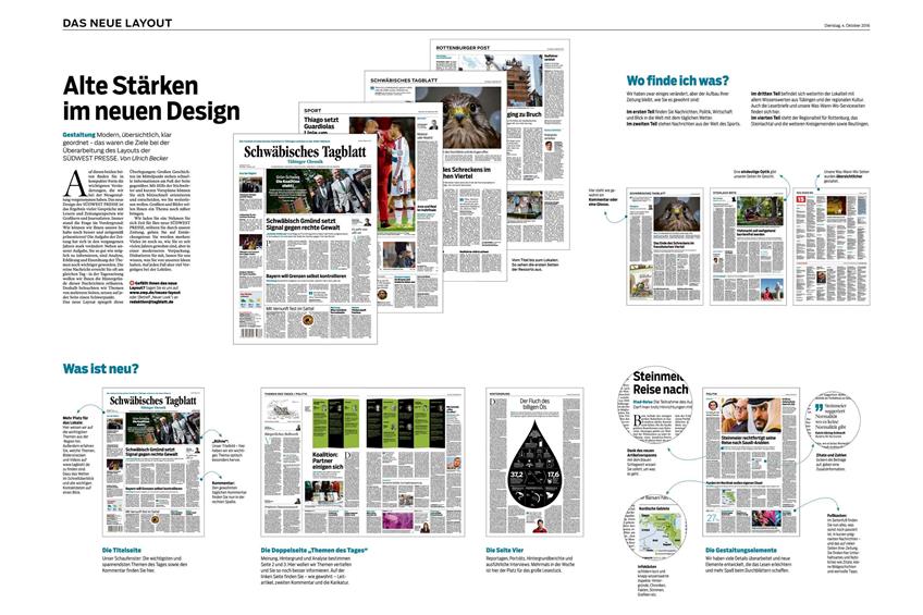 Auf einer Doppelseite im heutigen Tagblatt: Alte Stärken im neuen Design.