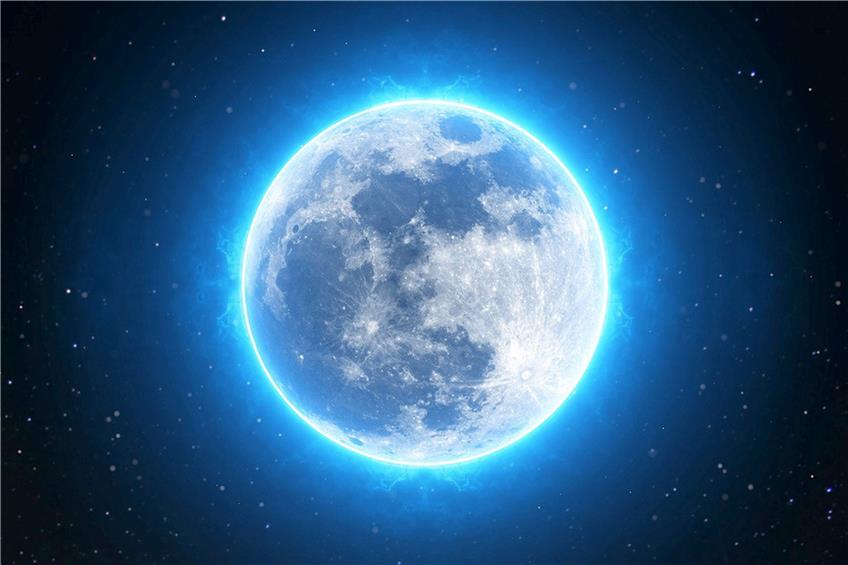 Bei Vollmond scheint die Sonne direkt auf den Mond, der dann vollkommen rund aussieht. Bild: pixabay