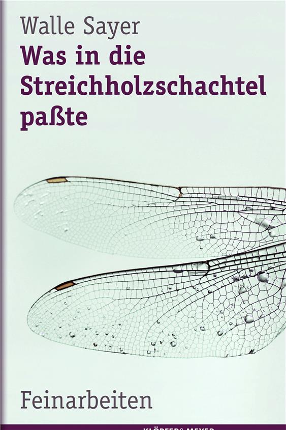 Das Buch-Cover von Walle Sayers neuestem Werk, das am Montag erscheint – verzieht mit einem Libellenflügel-Paar.