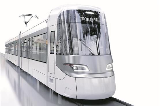 Die Firma Tricon aus Kirchentellinsfurt hat schon einen Entwurf für die Fahrzeuge der Regionalstadtbahn. Sie kommen aber frühesten im Jahr 2026 auf die Schienen.Grafik: Tricon Design