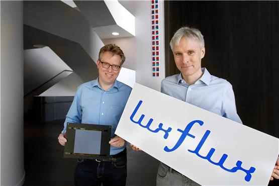 Die Luxflux-Geschäftsführer Marc Henzler (links) und Jan Makowski im TTR-Treppenhaus in der Gerhard-Kindler-Straße 13 Bild: Horst Haas