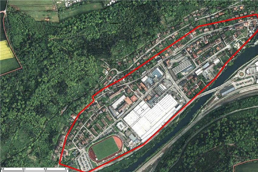 Erste Arbeiten für das Quartierskonzept Horber Weststadt (rot markiert) finden von Ende März bis Ende Juni statt.Skizze: Stadt Horb