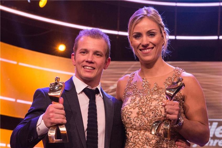 Florian Hambüchen und Angelique Kerber bei der Auszeichnung der «Sportler des Jahres». Foto: Patrick Seeger dpa