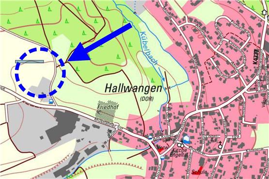 Geplanter Standort des Waldkindergartens westlich von Hallwangen. Grafik: Büro Gfrörer