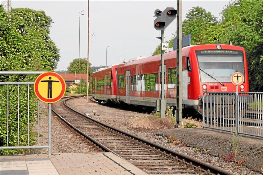 In der Hauptverkehrszeit künftig zweispännig: Regionalbahn von Tübingen nach Pforzheim bei der Einfahrt in den Rottenburger Bahnhof. Bild: Fleischer