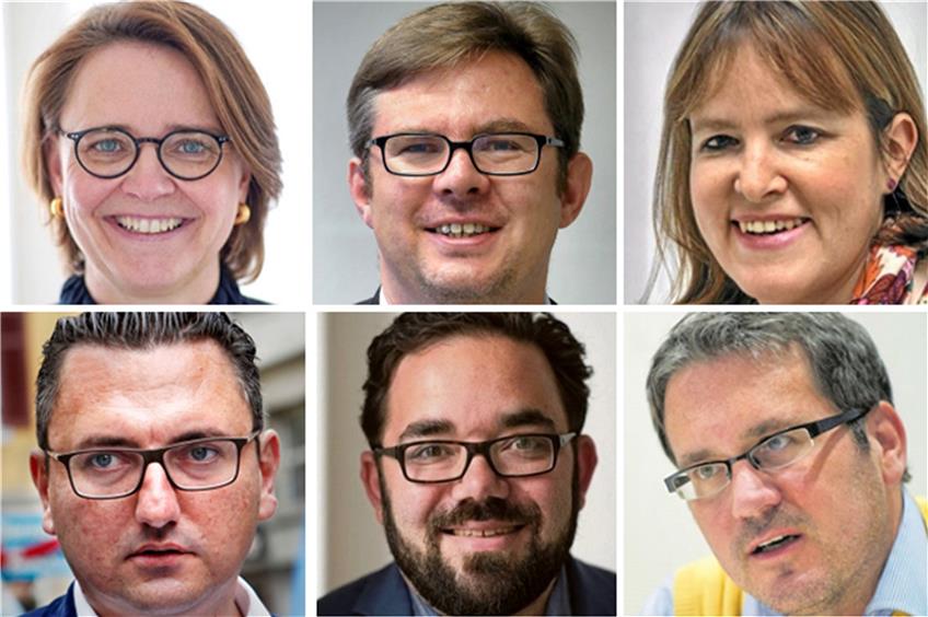 Kandidaten auf dem TAGBLATT-Wahlpodium: Annette Widmann-Mauz (CDU), Martin Rosemann (SPD), Heike Hänsel (Linke), Dubravko Mandic (AfD), Chris Kühn (Grüne), Christopher Gohl (FDP). Archivbilder