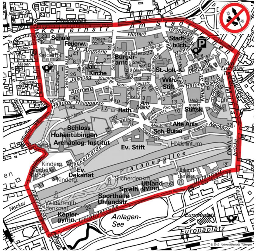 Karte: Flyer der Stadt Tübingen zum Feuerwerksverbot
