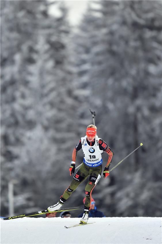 Maren Hammerschmidt hat die Stimmung im Biathlon-Hexenkessel von Oberhof genossen und war in Abwesenheit der Weltcup-Führenden Laura Dahlmeier beste Deutsche. Foto: dpa