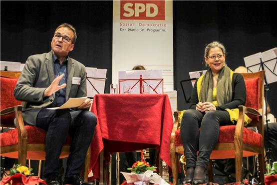 Mathias Kotowski sprach mit Nina Scheer über ihr politisches Engagement in Schleswig-Holstein. Bild: Dunja Bernhard