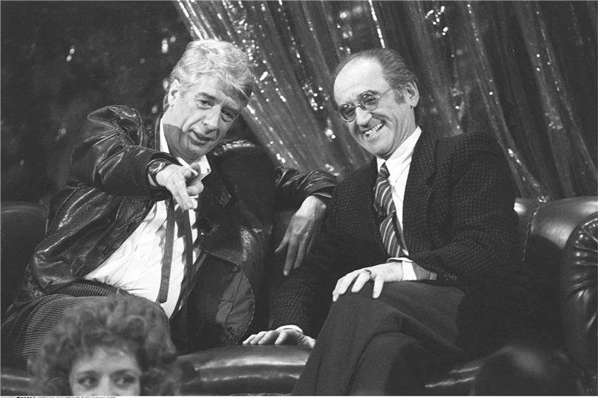 Pioniere der deutschen Talkshows: Rudi Carrell (li.) und Alfred Biolek im WDR-Talk 1984. Foto: imago stock & people