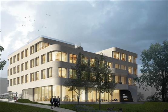 Rund 100 Mitarbeiter sollen im neuen Amazon-Gebäude im Tübinger Technologiepark von 2021 an forschen. Das Erdgeschoss soll öffentlich zugänglich sein, derzeit sucht der Konzern nach einem Café-Betreiber. Bild: Universität Tübingen