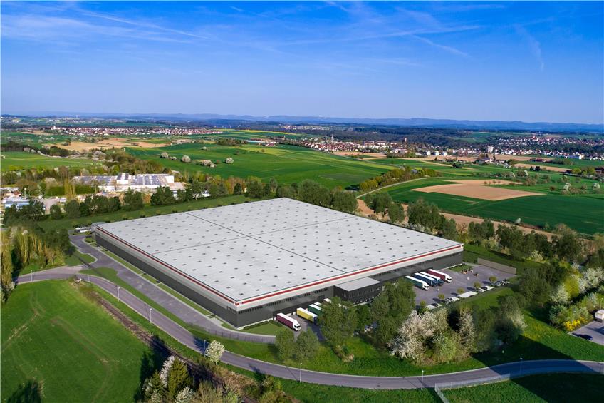 So soll der zukünftige Logistikpark im Industriegebiet Heiligenfeld in der Liststraße aussehen. Der Bau könnte Ende 2019 stehen. Grafik: P3