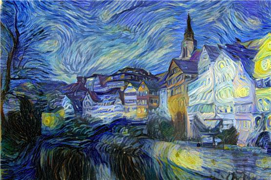 Stand Van Gogh mit seiner Staffelei auf der Tübinger Neckarbrücke? Leider nicht. Doch mit dem System „DeepArt“ kann man den typischen Pinselstrich auf alle denkbaren Fotomotive übertragen. Bilder: DeepArt
