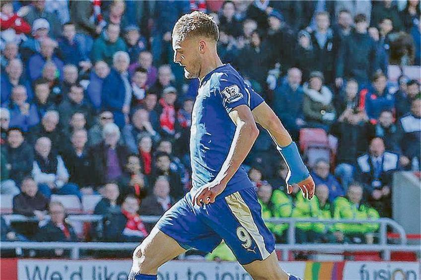 Torgarantie: Dank eines Doppelpacks von Jamie Vardy gegen Sunderland behält Leicester seinen Riesenvorsprung an der Tabellenspitze. Foto: afp