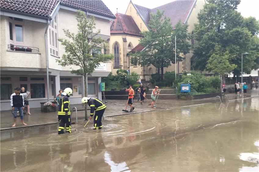 Überschwemmungen in Betzingen am Montagabend. Bild: Stadt Reutlingen