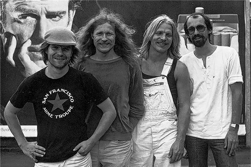 Urbesetzung: Black Cat Bone im Jahr 1982 mit (von links) Hans-Jörg Müller, Stephan Wegner, Robert Müller und Albrecht Schäfer. Bild: Privat