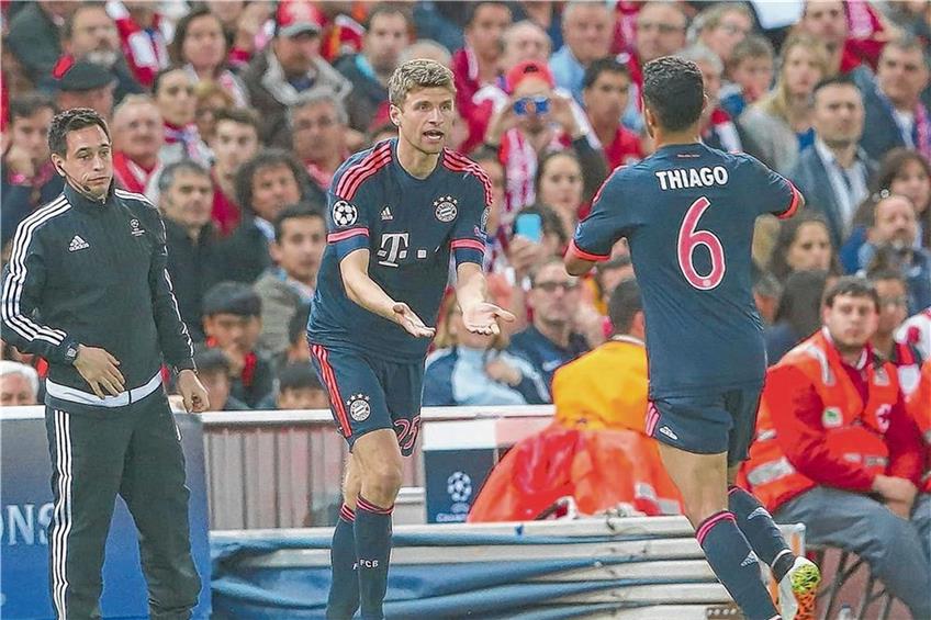 Weltmeister Thomas Müller wurde bei dem Champions-League-Halbfinale in Madrid erst in der 70. Minute für Thiago eingewechselt. Foto: Getty