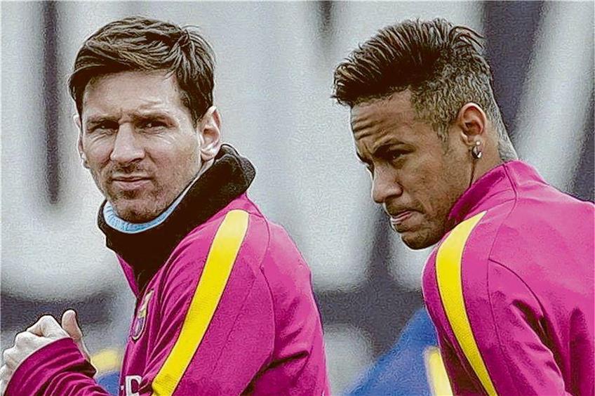 Weltstars in der Krise: Auch Lionel Messi (links) und Neymar wirken von dem Absturz des FC Barcelona überrascht und überfordert. Foto: dpa